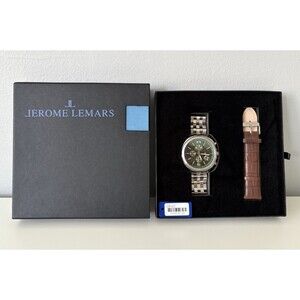 Jerome Lemars Seurat Chronograph Watch Men's Quartz Green 44mm JL5557 Box + Band